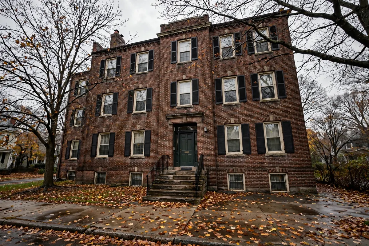 Brick apartment building in New Jersey